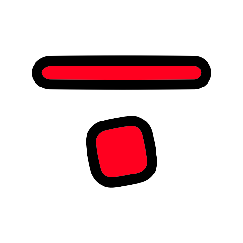 A red horizontal line with a red square below it.